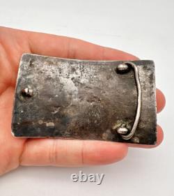 Boucle de ceinture en argent sterling vintage Navajo ancienne en turquoise bleue 3 - 82,6 g