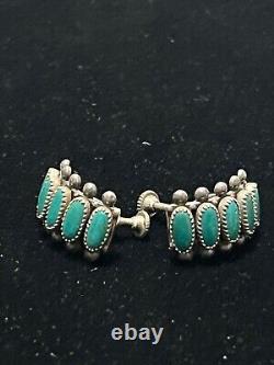 Boucles d'oreilles en turquoise et aiguille native américaine anciennes avec vis en argent, sig