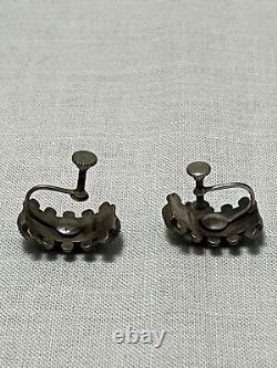 Boucles d'oreilles en turquoise et aiguille native américaine anciennes avec vis en argent, sig