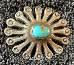 Bouton en argent Navajo ancien en forme d'araignée avec pierre de turquoise naturelle de 16 pieds