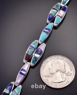 Bracelet En Argent Et Turquoise Multistone Navajo Inlay Link Par Valerie Yazzie 1d13d