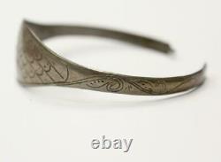 Bracelet En Argent Sculpté Fermé Début 1800 Pièce Argent Phoenix Shield 7,25 Pouces