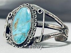 Bracelet En Argent Sterling Navajo Turquoise Vintage Du Début Des Années 1900