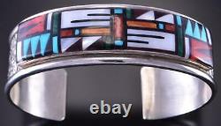 Bracelet Inlay Zuni En Argent Et Turquoise Par Earlene Bowannie 1d20o