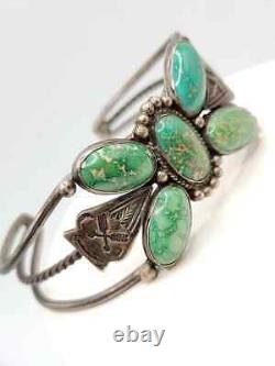 Bracelet Manchette en Turquoise et Argent Sterling de Style Navajo Ancien Native American