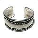 Bracelet Navajo Cuff Repousse Sterling Silver Heavy Early Vintage Stamp Work