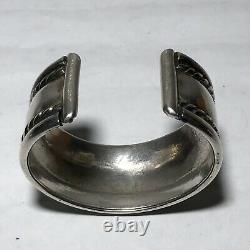Bracelet Navajo Cuff Repousse Sterling Silver Heavy Early Vintage Stamp Work