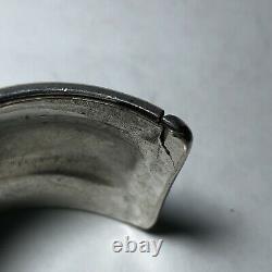 Bracelet Navajo Cuff Repousse Sterling Silver Heavy Early Vintage Stamp Work