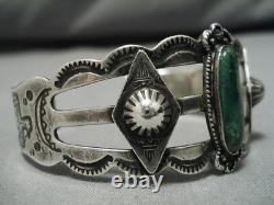 Bracelet Navajo Vintage Début Des Années 1900 Sterling Silver Cerrillos Turquoise