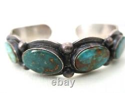 Bracelet Navajo rare de l'ère Fred Harvey avec turquoise verte en argent sterling SUPERBE