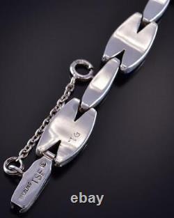 Bracelet Silver & Lapis Navajo Inlay Link Par Touch Of Santa Fe/tg 1k06w