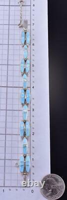 Bracelet Silver & Opal Navajo Inlay Link Par Valerie Yazzie 1d13h