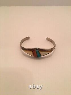 Bracelet Sterling Avec Mop / Turquoise Amérindienne Made /sighned