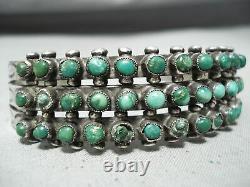 Bracelet Vintage Navajo Snake Eyes Turquoise Sterling Silver Du Début Des Années 1900