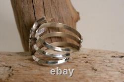 Bracelet à manchette Navajo - Argent sterling lourd du début du 21e siècle