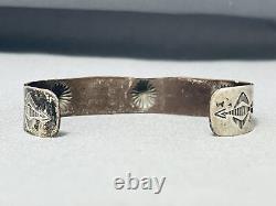 Bracelet de boutons en argent sterling vintage Navajo du début des années 1900