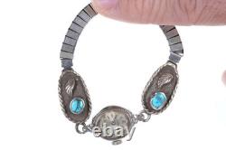 Bracelet de montre en argent sterling Navajo pour dames anciennes
