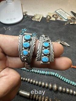 Bracelet de montre en argent sterling turquoise Navajo - Bijoux autochtones Early R. Tom Art