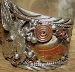 Bracelet de montre manchette Vintage Navajo Allen Chee en argent sterling avec des aigles volants - pas de montre