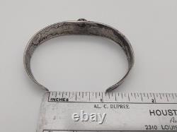 Bracelet de poignet en argent ingot navajo précoce avec turquoise et flèches fait main taille 6