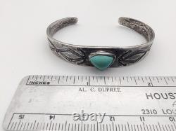Bracelet de poignet en argent ingot navajo précoce avec turquoise et flèches fait main taille 6