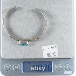 Bracelet de poignet en argent sterling Navajo de Pete Johnson avec turquoise en toile d'araignée 6.15