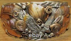 Bracelet de poignet en argent sterling et or rempli de Vintage Navajo Allen Chee avec aigle volant, État très bon