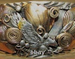 Bracelet de poignet en argent sterling et or rempli de Vintage Navajo Allen Chee avec aigle volant, État très bon