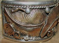 Bracelet de poignet en argent sterling et or rempli de Vintage Navajo Allen Chee avec aigle volant, État très bon