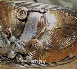 Bracelet de poignet en argent sterling et or rempli de Vintage Navajo Allen Chee avec aigle volant, État très bon