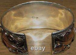 Bracelet de poignet en argent sterling et or rempli de Vintage Navajo Allen Chee avec aigle volant, État très bon