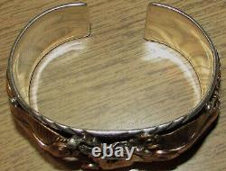 Bracelet de poignet en argent sterling et or rempli de Vintage Navajo Allen Chee avec aigle volant, État très bon