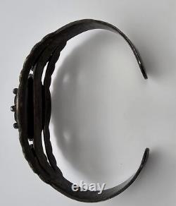 Bracelet de poignet en argent sterling et turquoise des premiers Amérindiens