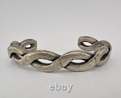 Bracelet de poignet en argent sterling torsadé de style Navajo vintage, épaisseur importante, 61g