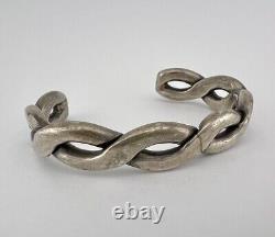 Bracelet de poignet en argent sterling torsadé de style Navajo vintage, épaisseur importante, 61g