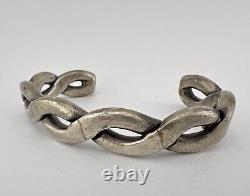 Bracelet de poignet en argent sterling torsadé de style Navajo vintage, épaisseur importante, 61g