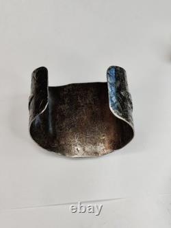 Bracelet de poignet vintage Fred Harvey en grande taille avec strass verts