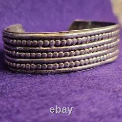 Bracelet de poignet vintage en argent sterling avec perles 43,21 g style navajo ancien 7