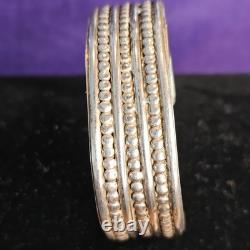 Bracelet de poignet vintage en argent sterling avec perles 43,21 g style navajo ancien 7