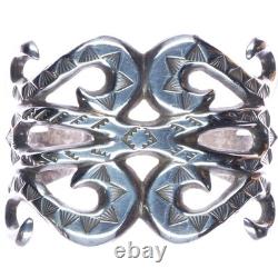 Bracelet en argent coulé avec estampillage à la main Navajo de 7 pièces anciennes