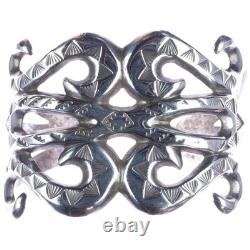 Bracelet en argent coulé avec estampillage à la main Navajo de 7 pièces anciennes
