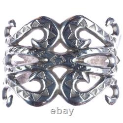 Bracelet en argent coulé estampillé à la main Navajo ancien 7