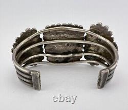 Bracelet en argent de monnaie Navajo des années 1940 avec turquoise Cerrillos 93,5g