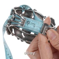 Bracelet en argent ingot Zuni ancien 6.625 avec turquoise sculptée