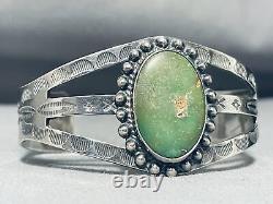 Bracelet en argent sterling avec turquoise Cerrillos de l'ancienne époque des Navajos