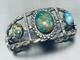 Bracelet En Argent Sterling Avec Turquoise Navajo Vintage Important