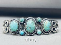 Bracelet en argent sterling en turquoise domée Navajo vintage précoce