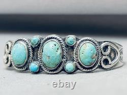 Bracelet en argent sterling en turquoise domée Navajo vintage précoce