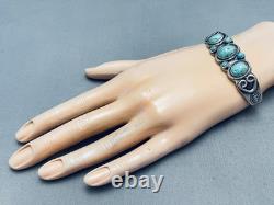Bracelet en argent sterling en turquoise domée Navajo vintage précoce