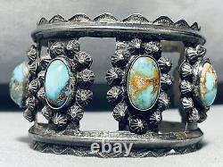Bracelet en argent sterling turquoise Navajo vintage précoce époustouflant